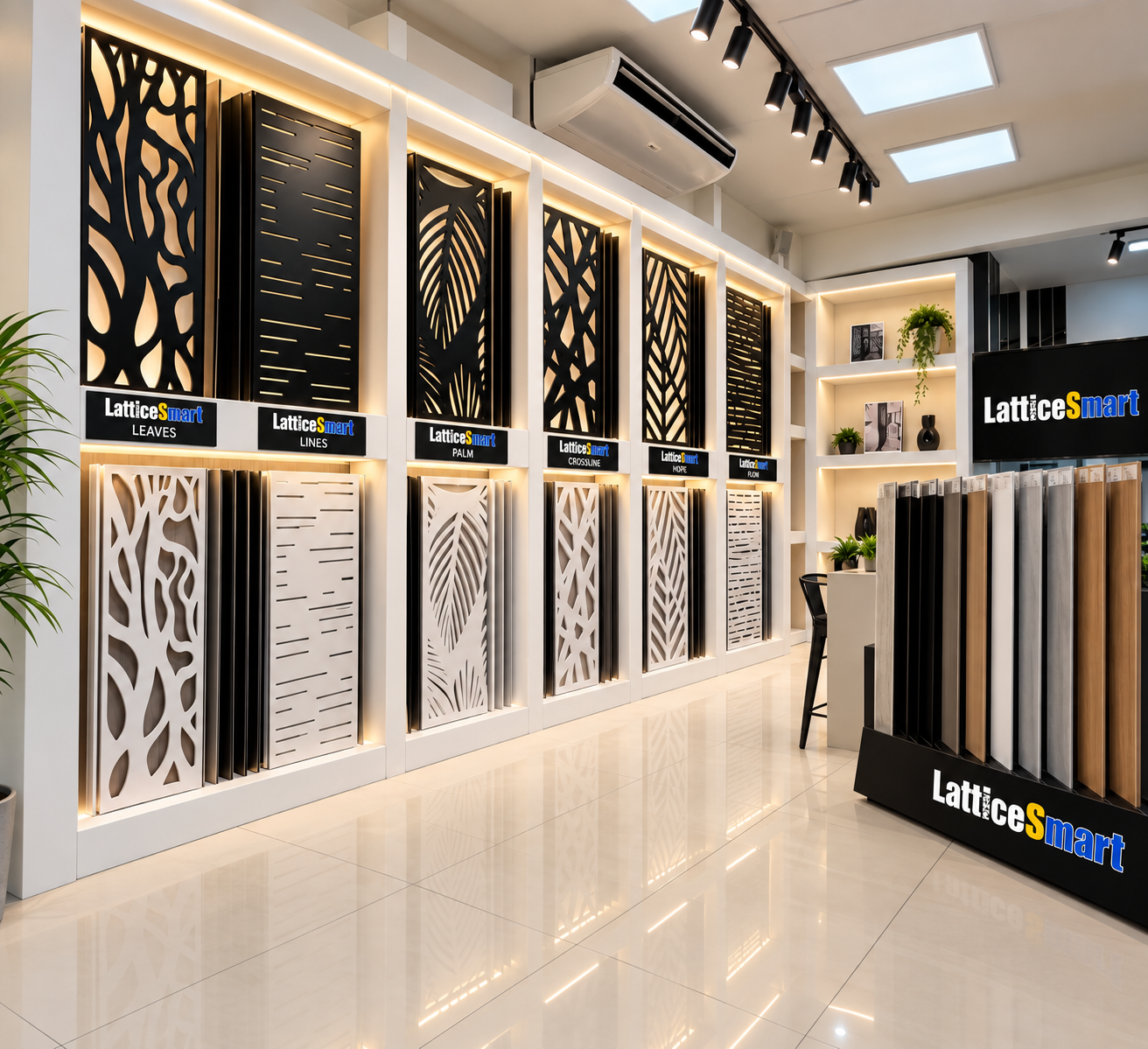LatticeSmart decorative aluminum panel showroom display